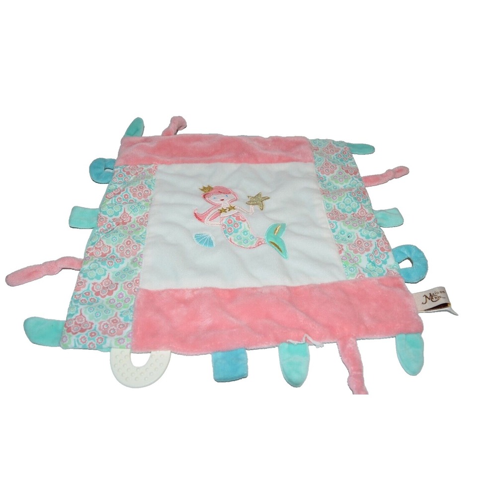 Maison‎ Chic Tropical Mermaid Lovey Security Blanket Green Pink knots teethers